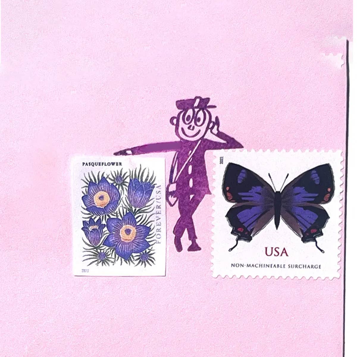 Mr Zip Stamp Retro Postman