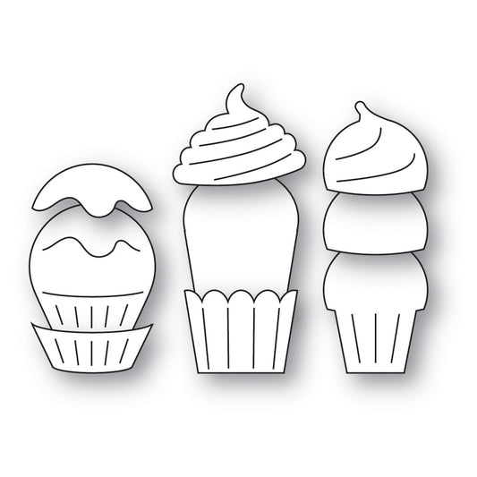 Poppystamps 2678 Frosted Cupcake Trio Craft Die