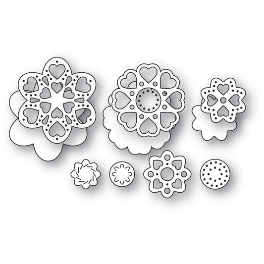 Poppystamps 2704 Heart Flowers