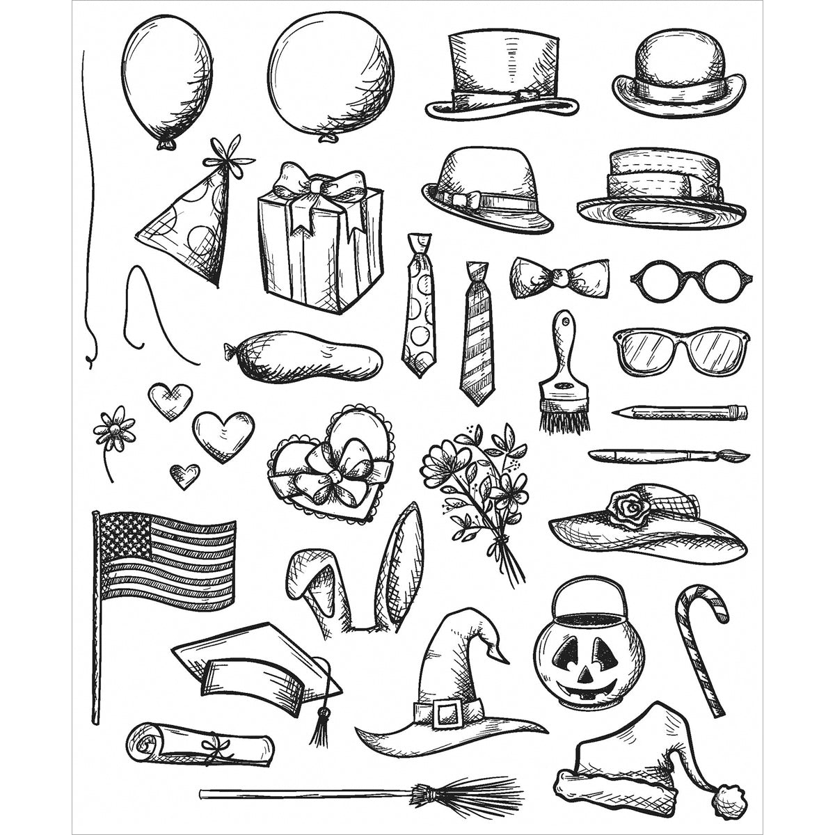 Tim Holtz Cling Stamps 7"X8.5" Crazy Things