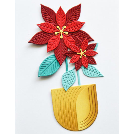 Birch Press 57691 Block Print Poinsettia Vase craft die