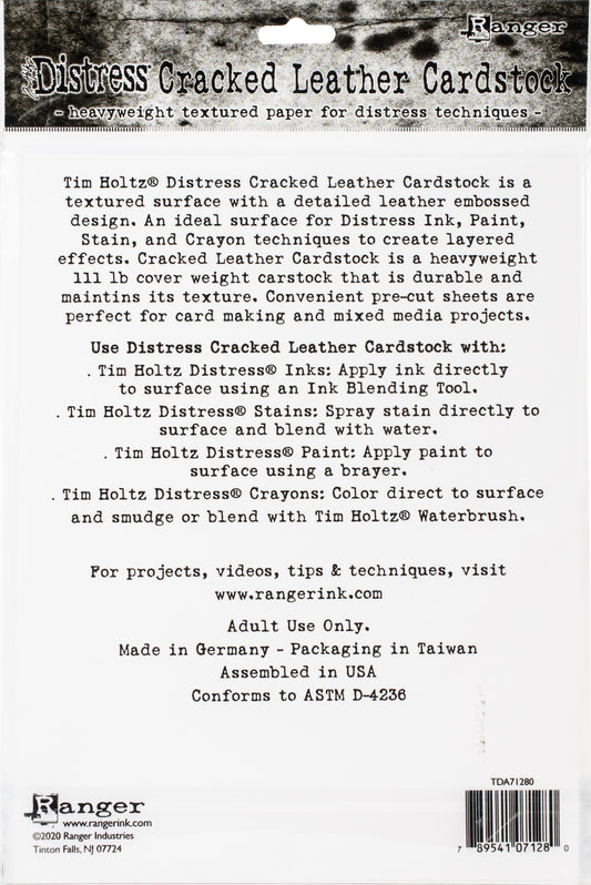Tim Holtz Distress Cracked Leather Cardstock 10/Pkg