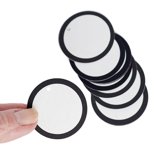 1-1/2" Lined Round Paper Tags - Black 10pk