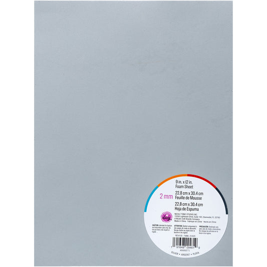 Glitter Foam Sheet 9"X12" 2mm Silver