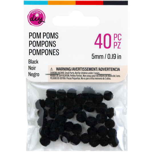 CousinDIY Pom-Poms 5mm 40/Pkg Black