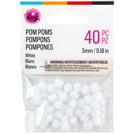 CousinDIY Pom-Poms 5mm 40/Pkg White