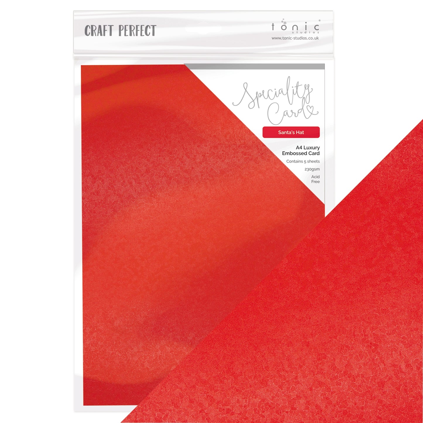 Craft Perfect Luxury Embossed Cardstock A4 5/Pkg Santa's Hat