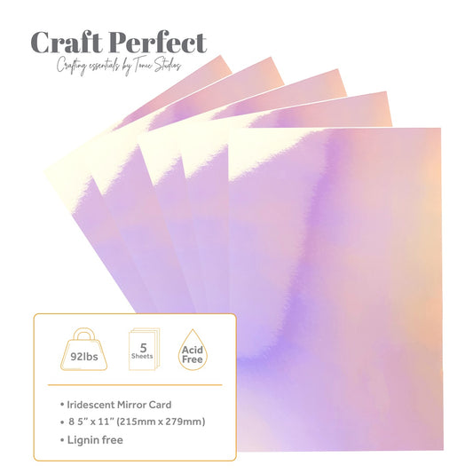 Craft Perfect Gloss Iridescent Mirror Cardstock 8.5"X11" Prismatic Pink