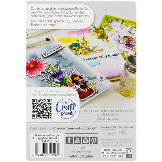 Tonic Studios Acrylic Stamping Blocks 1"x1"; 2"x2"; 3"x4"