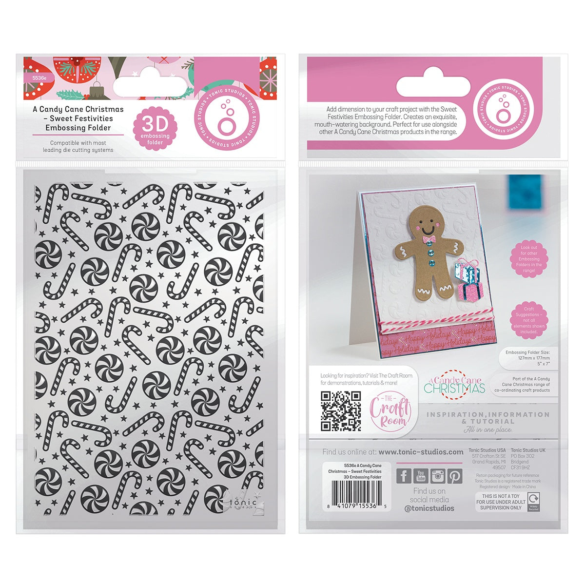 Tonic Studios 3D Embossing Folder A Candy Cane Christmas