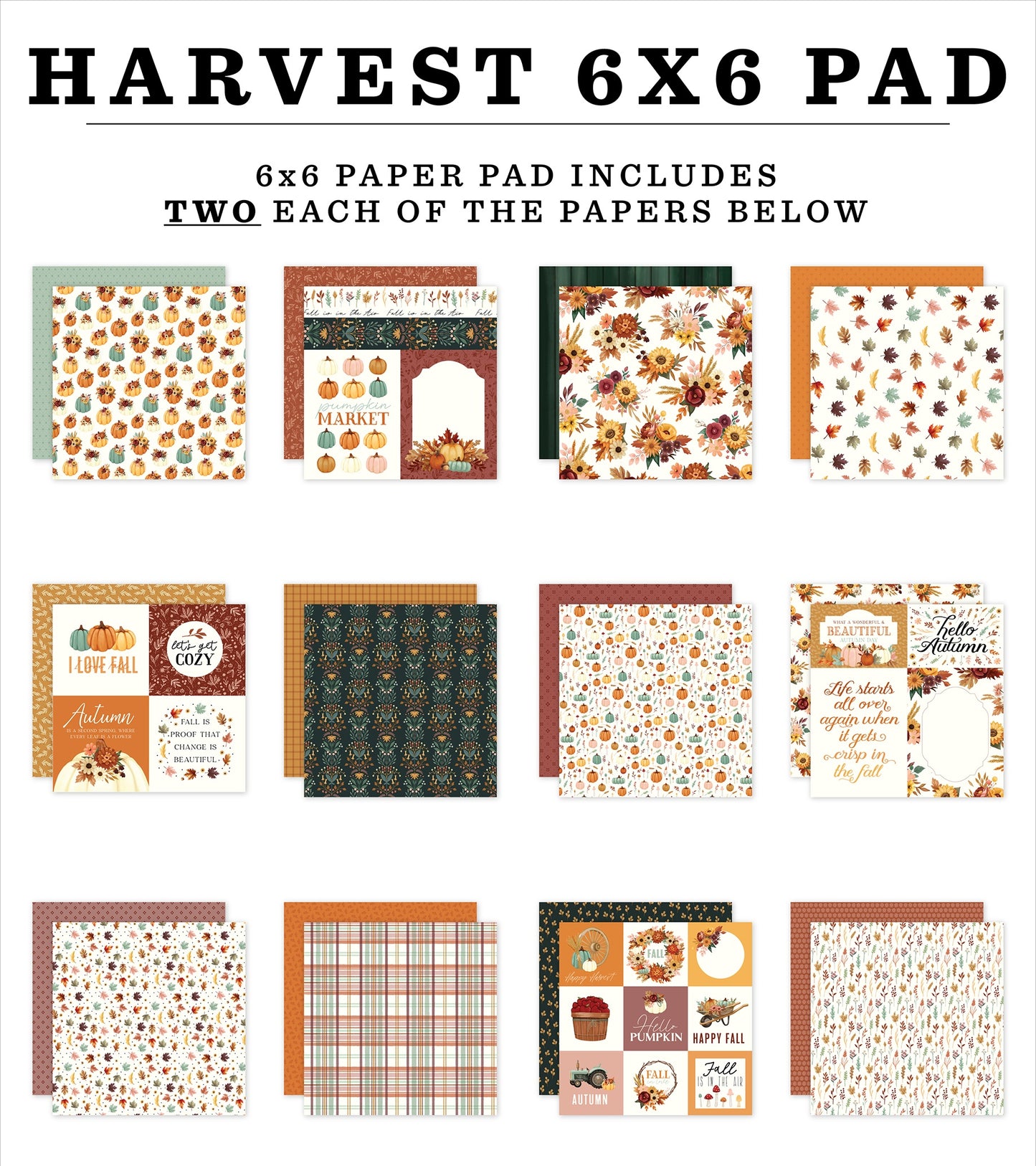 Carta Bella Double-Sided Cardstock Paper Pad 6"X6" Harvest