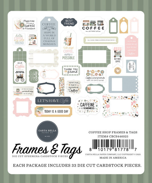 Carta Bella Cardstock Ephemera Frames & Tags, Coffee Shop