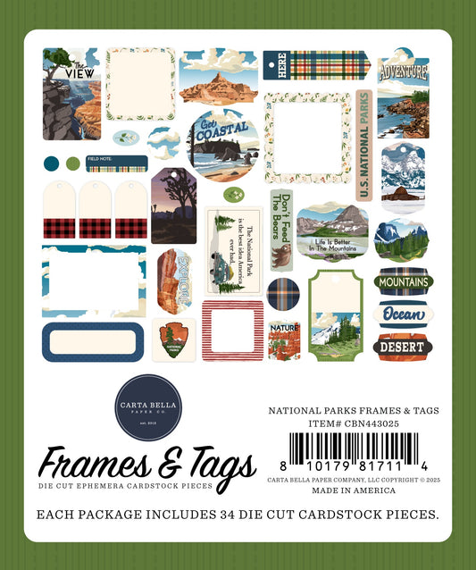 Carta Bella Cardstock Ephemera Frames & Tags, National Parks