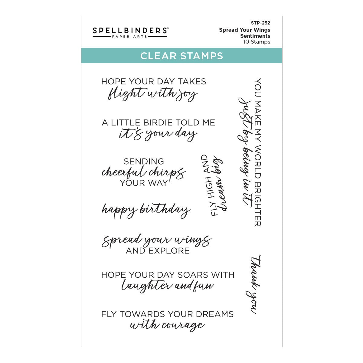 Spellbinders Clear Stamp Set Spread Your Wings Sentiments