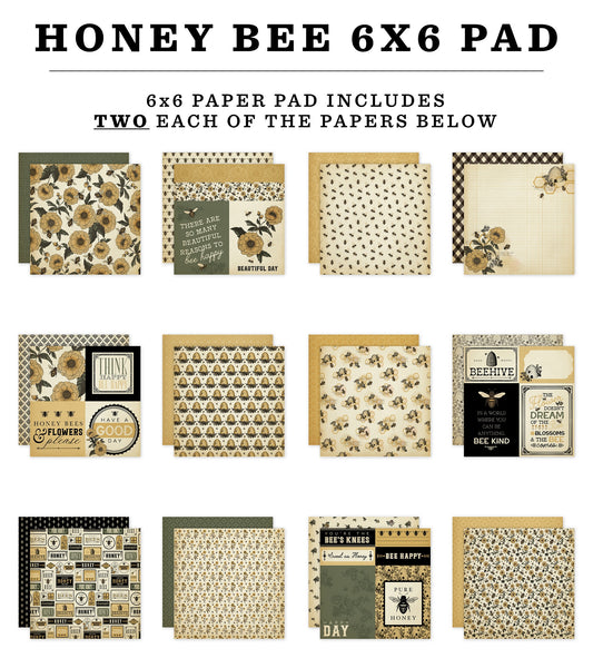 Carta Bella Double-Sided Paper Pad 6"X6" Honey Bee