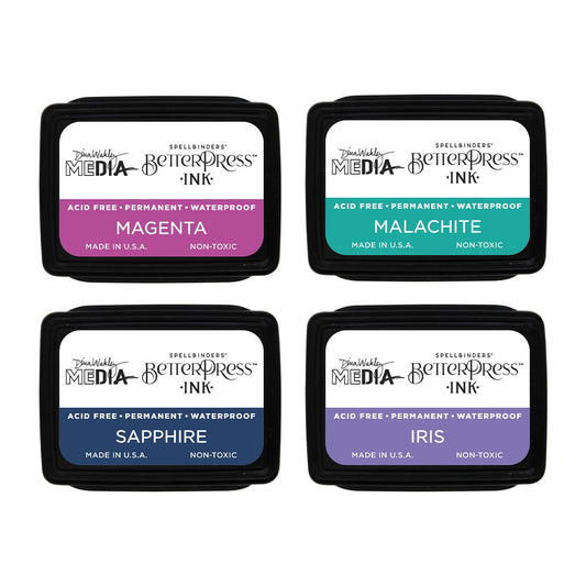 Spellbinders BetterPress Ink Mini Set 4/Pkg By Dina Wakley Happy