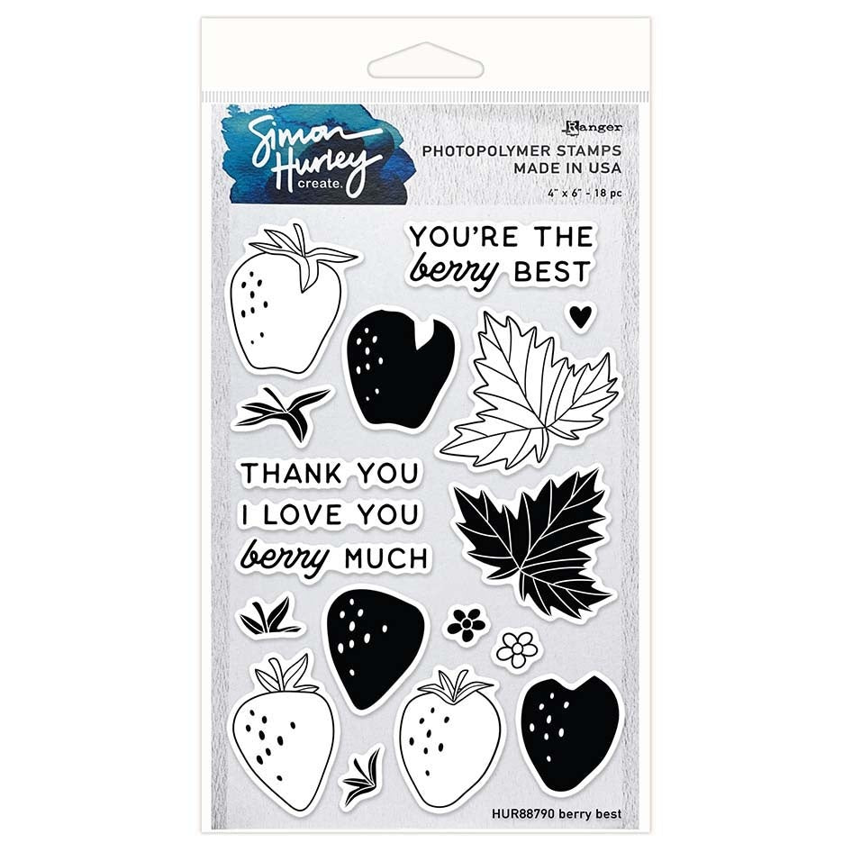 Simon Hurley create. Clear Stamp Set 4"X6" Berry Best