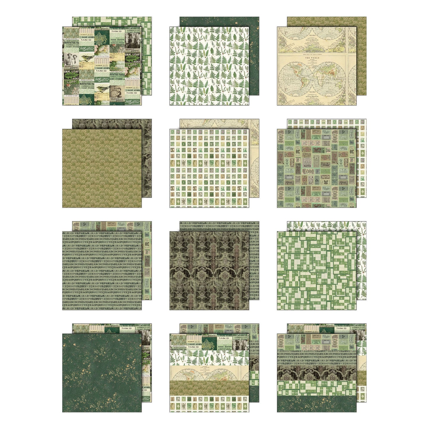 Idea-ology Double-Sided Cardstock 8"X8" 12/Pkg Palette Collection: Green