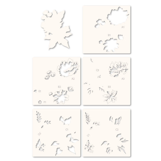 Memory Box 88618 Breezy Bouquet Stencil Set