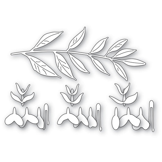 Sale - Memory Box 94788 Little Fuchsia Flower Trio and Branch craft die