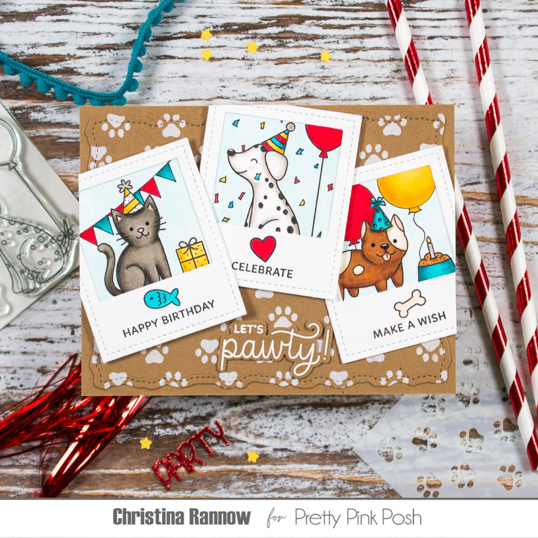 Pretty Pink Posh Birthday Dogs & Cats stamp set