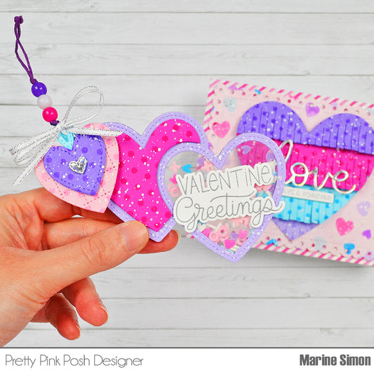 Pretty Pink Posh Double Heart Shaker die set