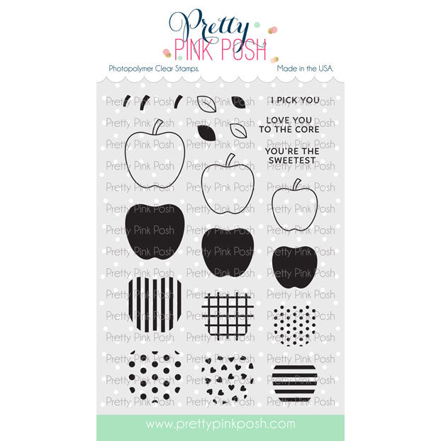 Pretty Pink Posh Patterned Apples stamp set and die bundle