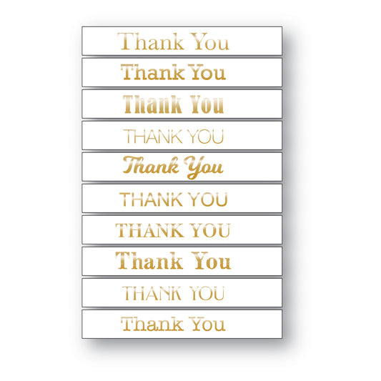 Memory Box ST004 Thank You Foil Greetings White Tabs