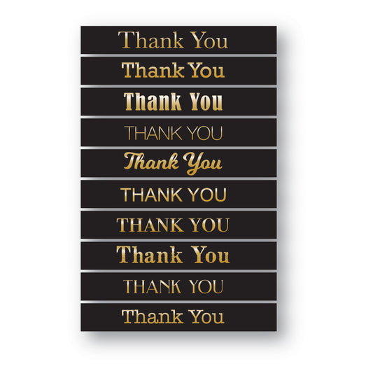 Memory Box ST005 Thank You Foil Greetings Black Tabs