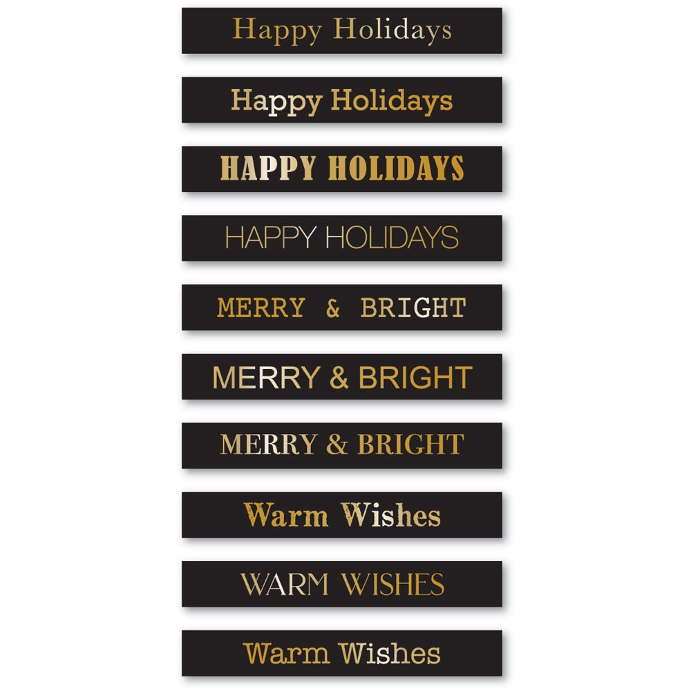 Memory Box ST019 Holiday Wishes Foil Greetings Black Tabs