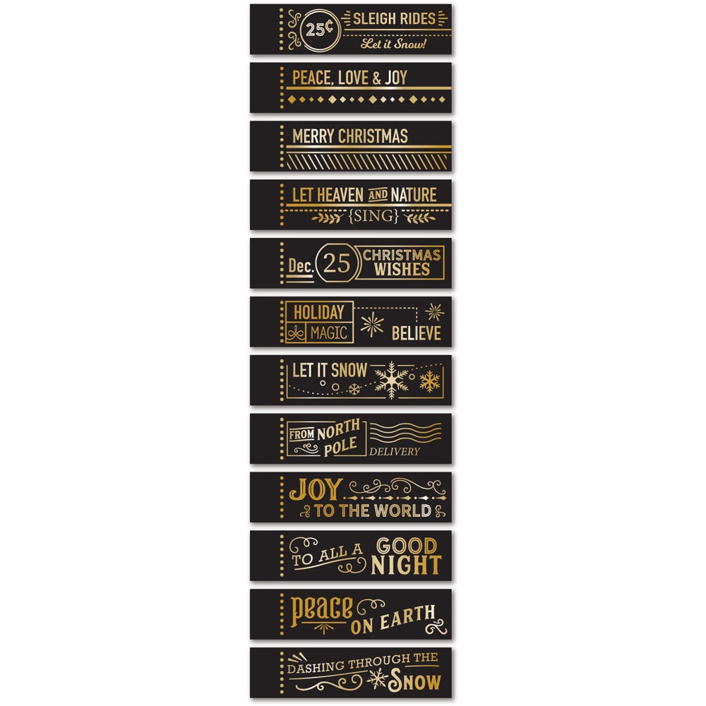 Memory Box ST023 Christmas Labels Foil Greetings Black Tabs