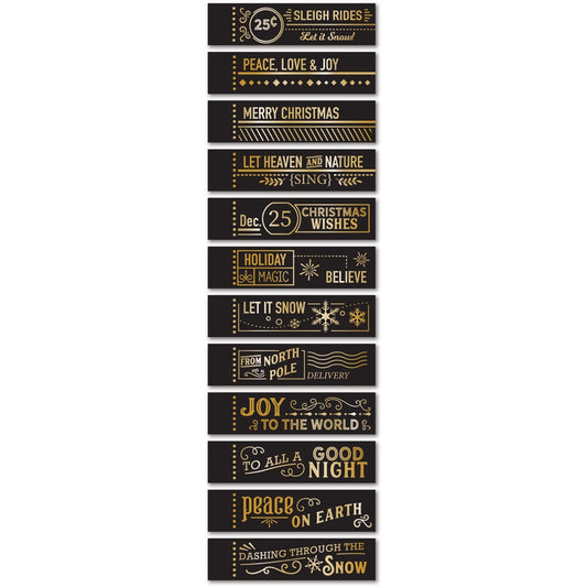 Memory Box ST023 Christmas Labels Foil Greetings Black Tabs