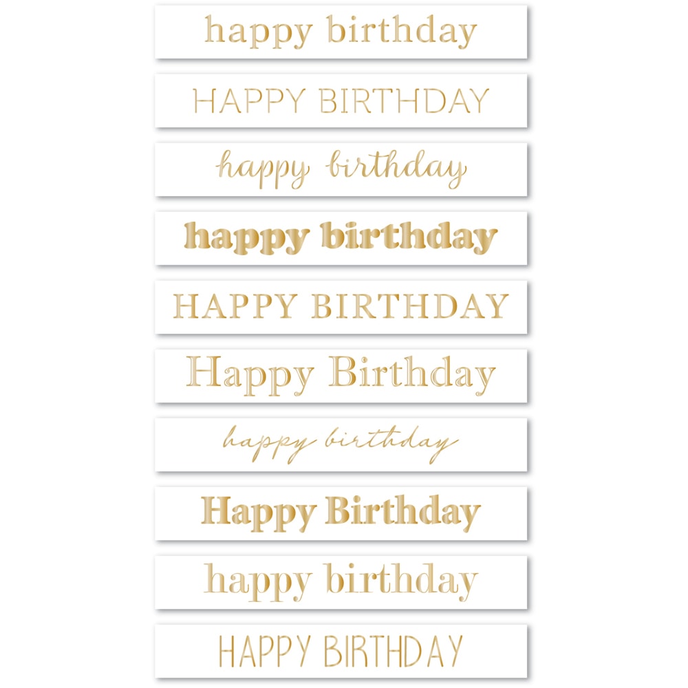 Memory Box ST032 Happy Birthday Foil Greetings Large White Tabs