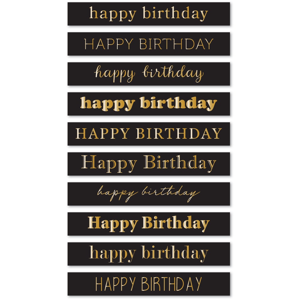 Memory Box ST033 Happy Birthday Foil Greetings Large Black Tabs