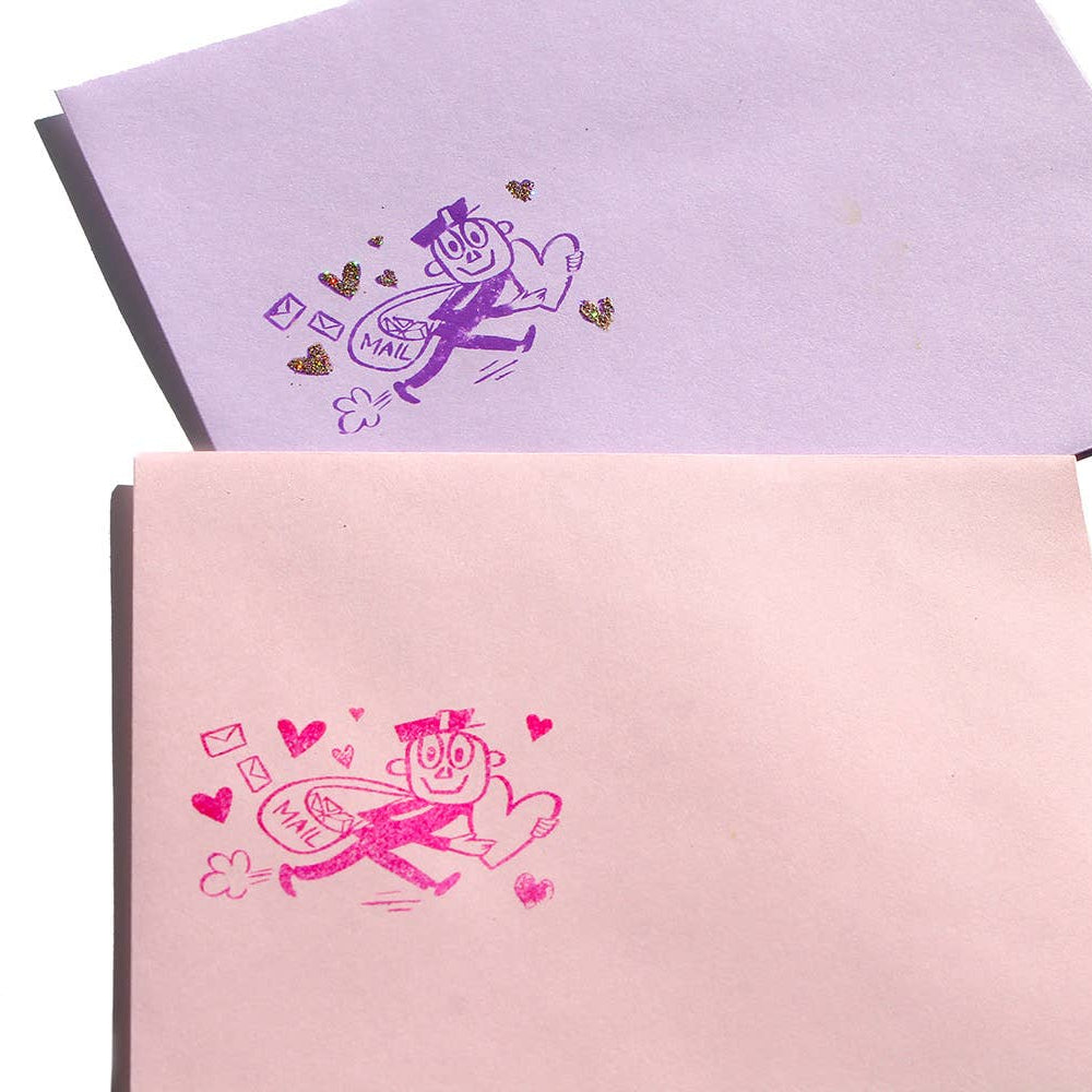 Mr Zip rubber stamp with Hearts