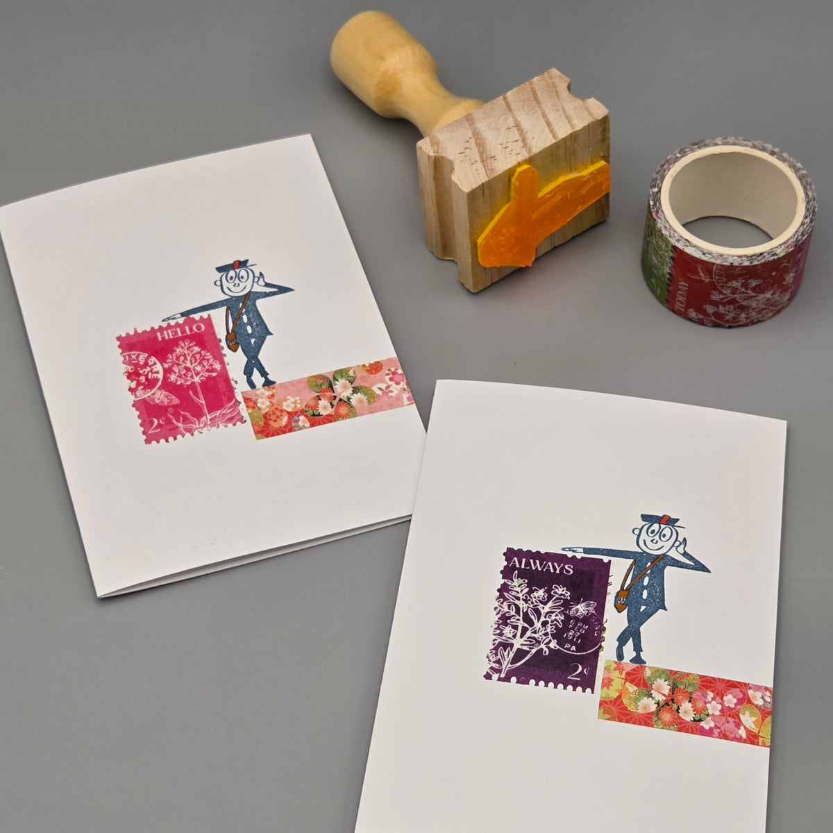 Mr Zip Stamp Retro Postman