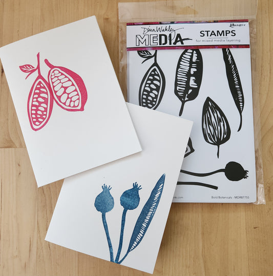 Dina Wakley MEdia Cling Stamps 6"X9" Bold Botanicals