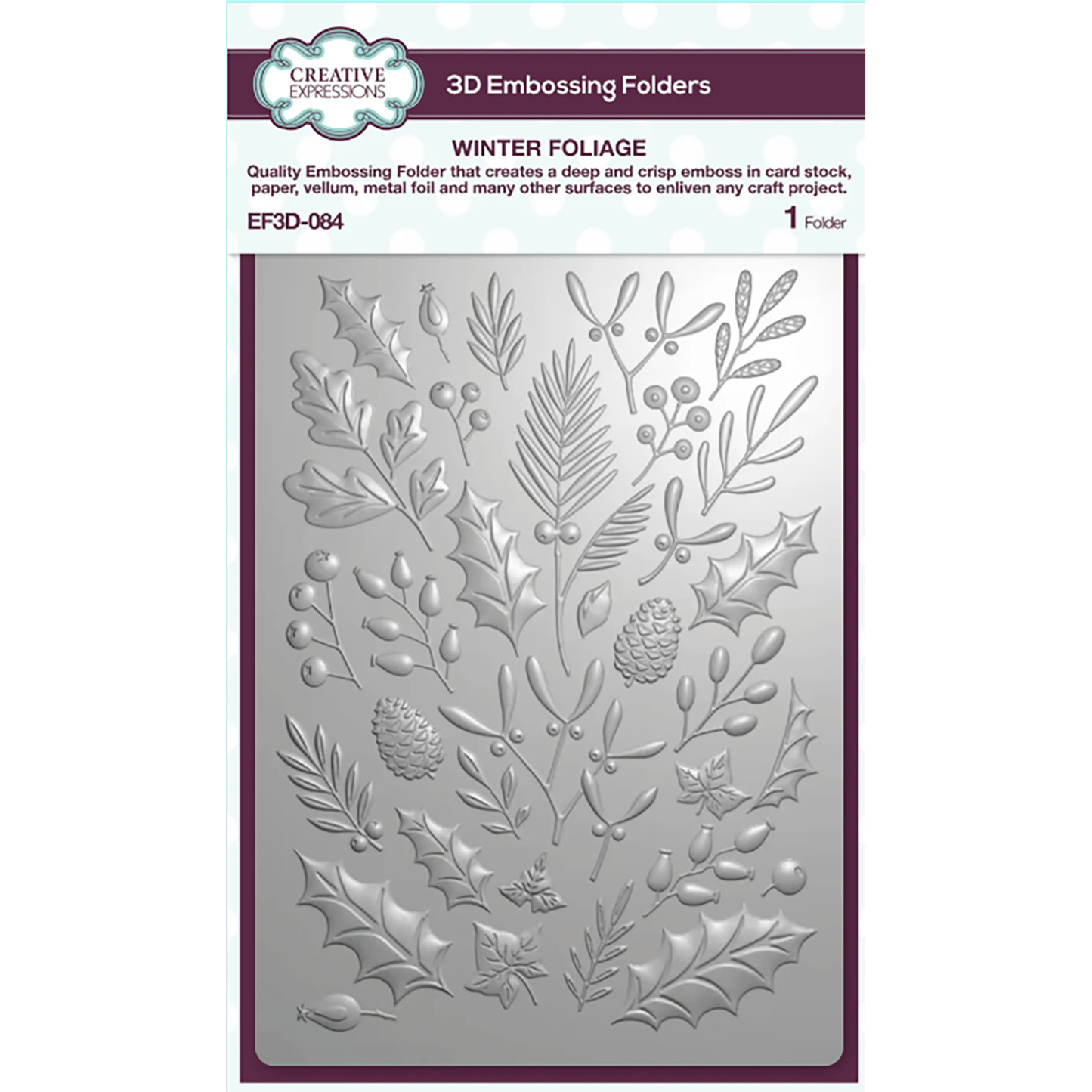 Creative Expresssions 3D Embossing Folder 5"X7" Winter Foliage