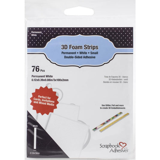 Scrapbook Adhesives 3D Foam WHITE Strips 76/Pkg