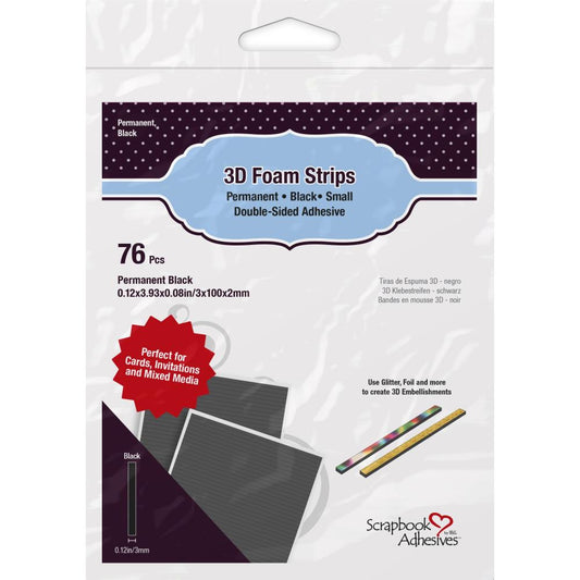 Scrapbook Adhesives 3D Foam BLACK Strips 76/Pkg