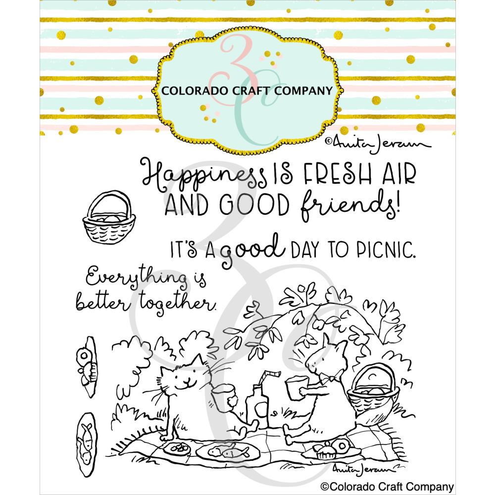 Colorado Craft Company Clear Stamps 4"X4" Picnic Cats-By Anita Jeram