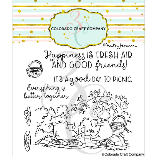 Colorado Craft Company Clear Stamps 4"X4" Picnic Cats-By Anita Jeram