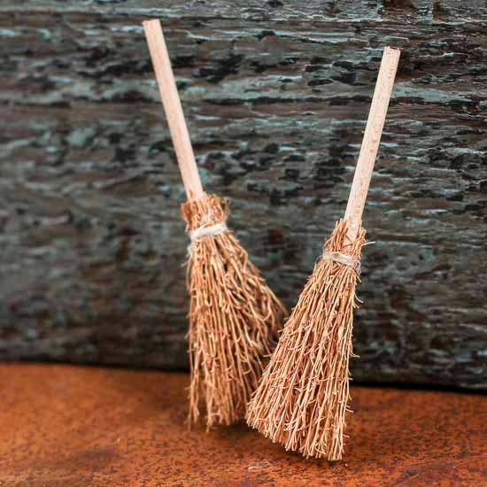 3" - Miniature Straw Brooms (Pack of 2)