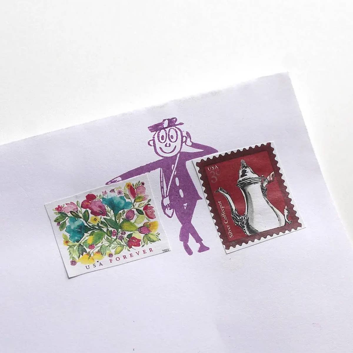 Mr Zip Stamp Retro Postman