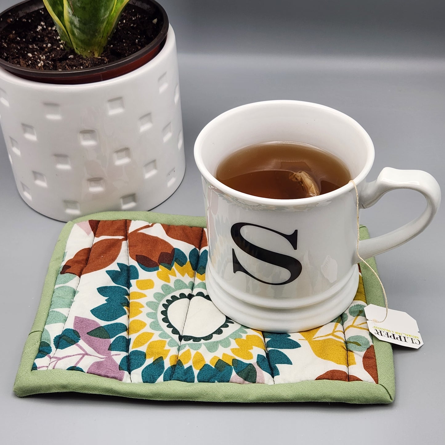 Mug Rug Floral and Plaid