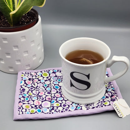 Mug Rug Purple Polka Dots