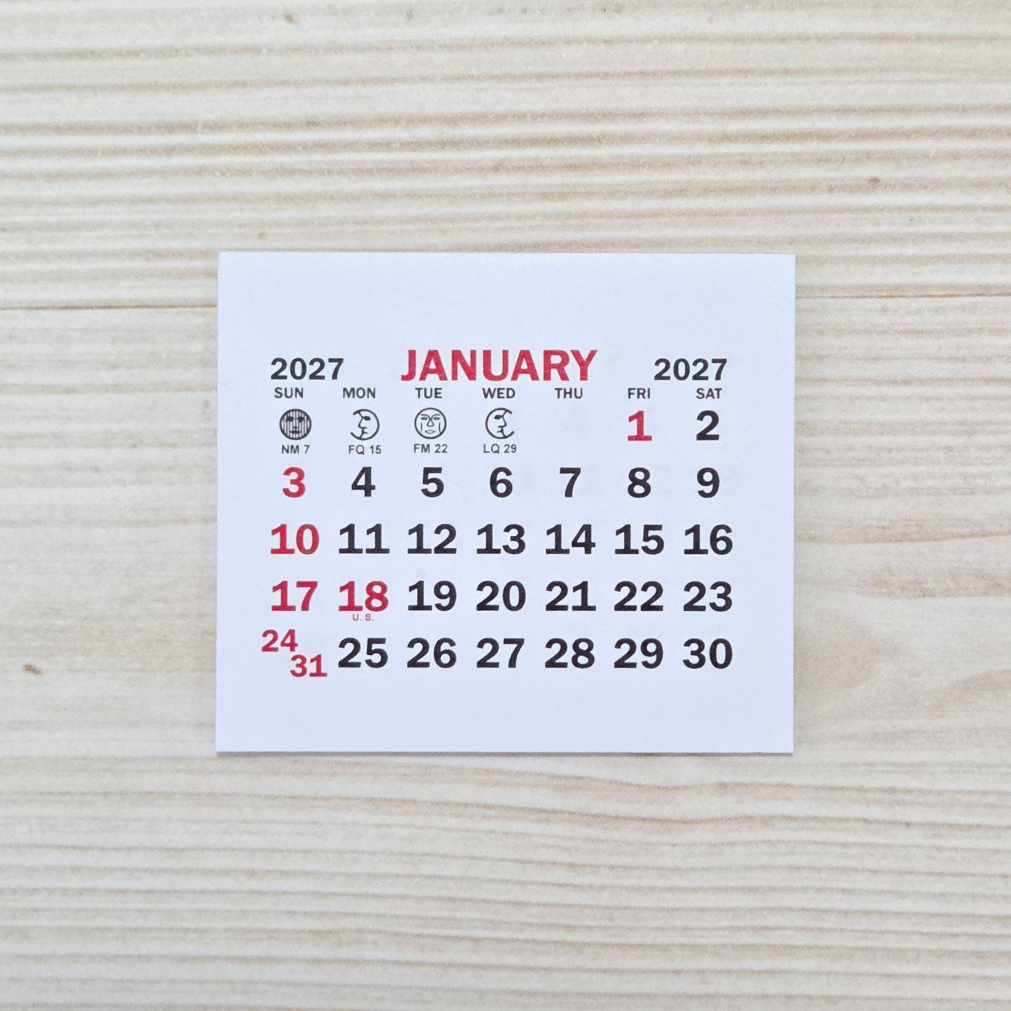 2027 calendar pads - 1 3/4" x 1 1/2"