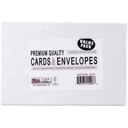 Leader White A2 Greeting Cards w/Envelopes 25/Pkg