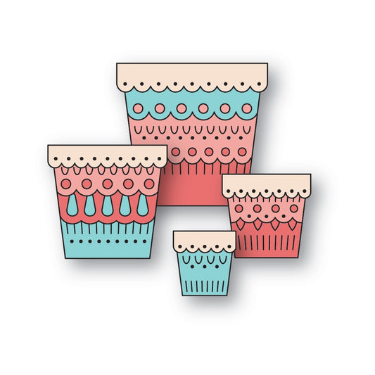 Poppystamps 2782 Nordic Scalloped Flower Pots
