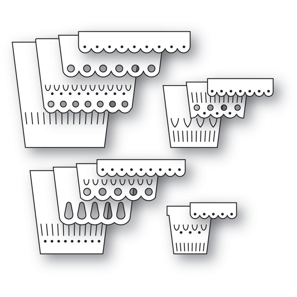 Poppystamps 2782 Nordic Scalloped Flower Pots